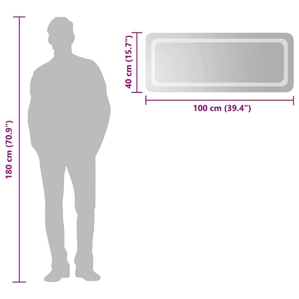 vidaXL Lustro łazienkowe z LED, 100x40 cm