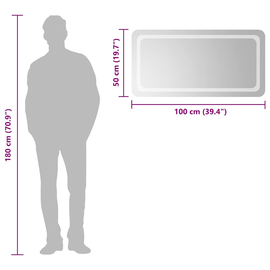 vidaXL Lustro łazienkowe z LED, 100x50cm