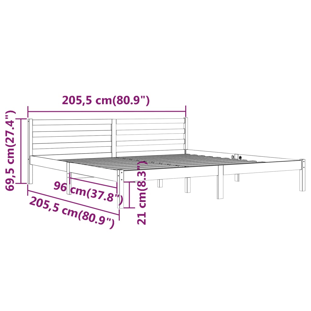 vidaXL Rama łóżka, lite drewno sosnowe, 200x200 cm, białe