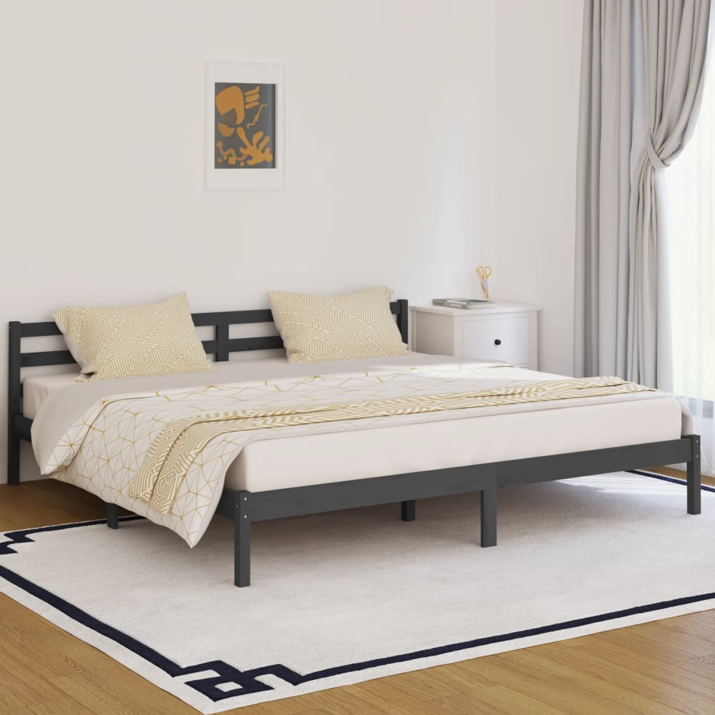 vidaXL Rama łóżka, lite drewno sosnowe, 200x200 cm, szare