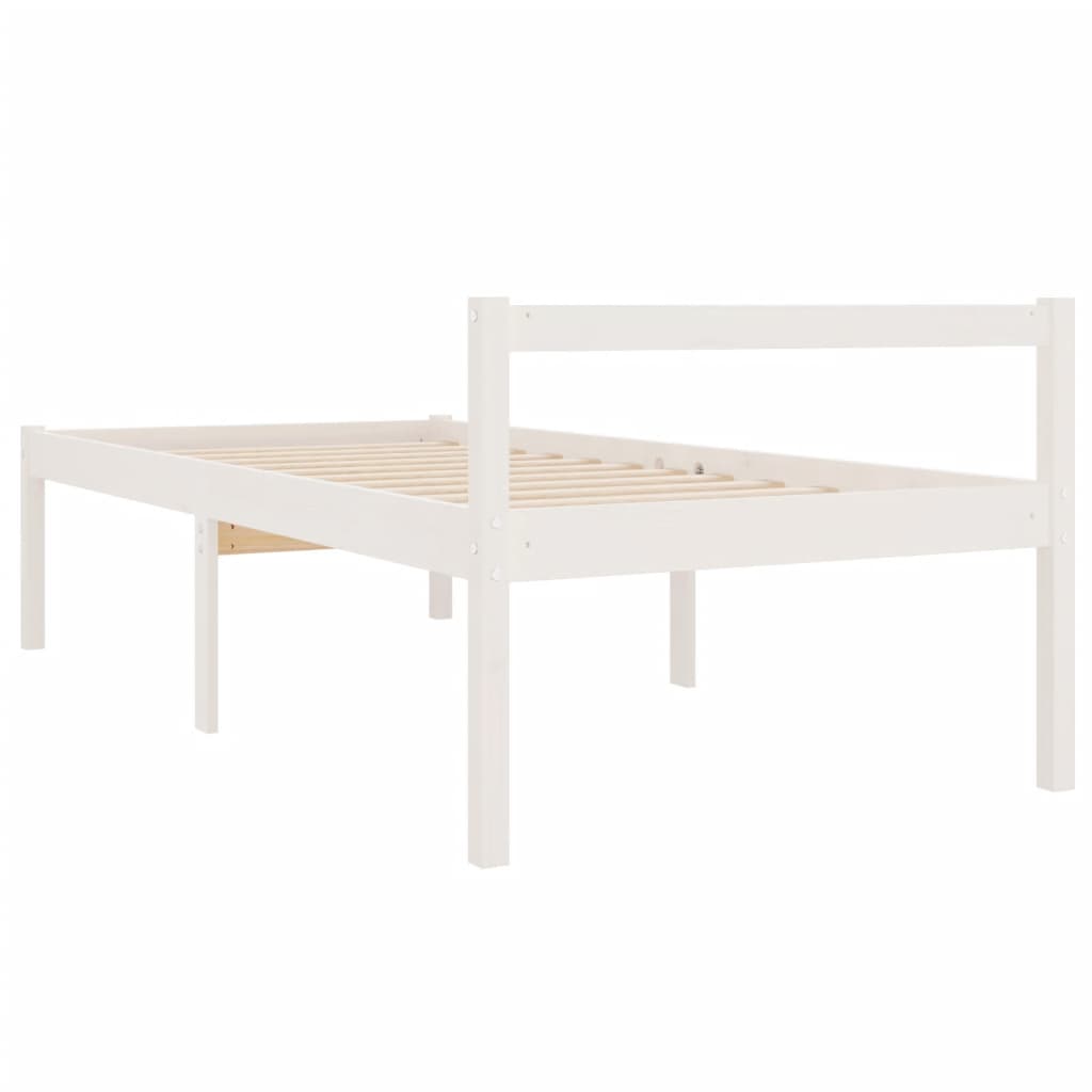 vidaXL Łóżko dla seniora, białe, 75x190 cm, lite drewno sosnowe