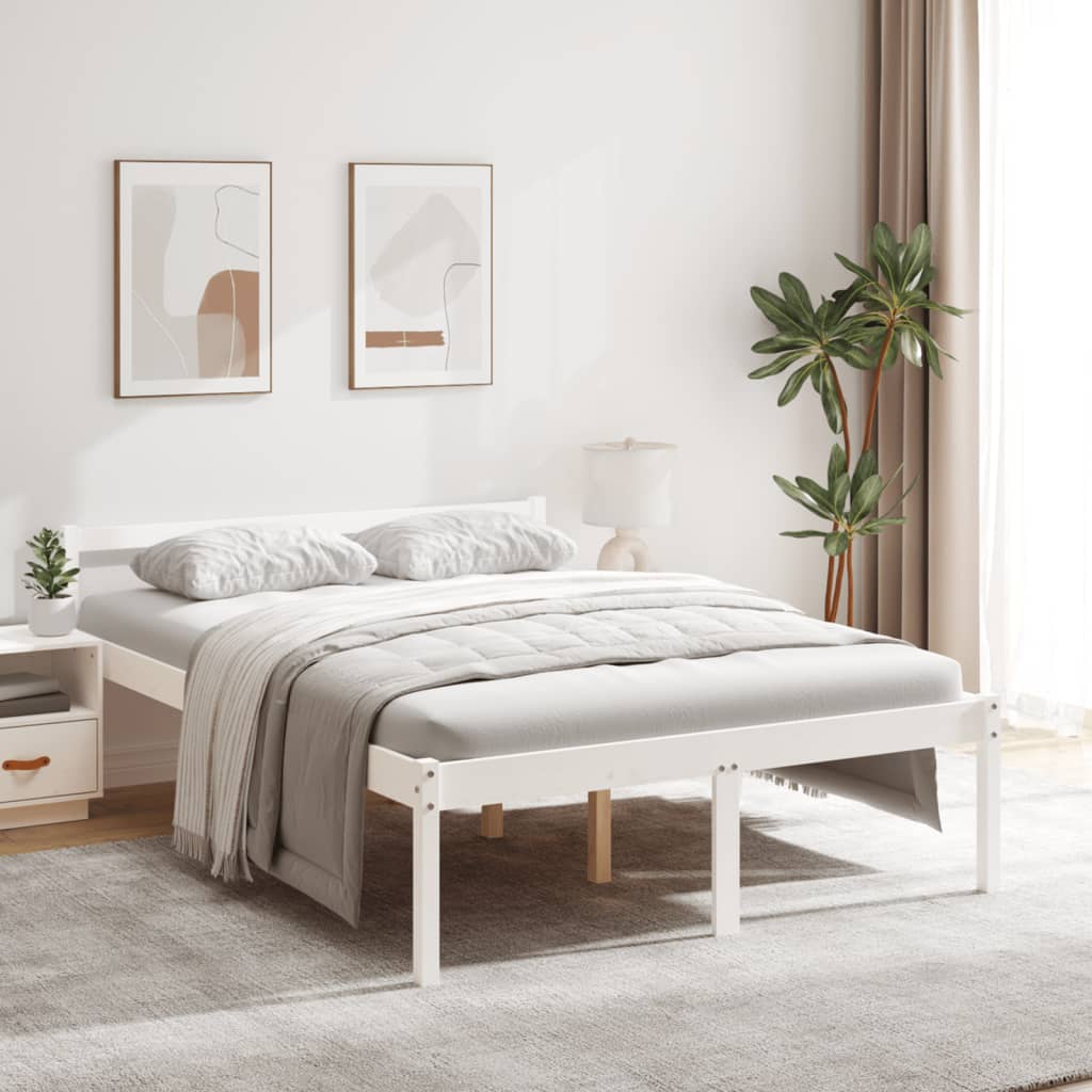 vidaXL Łóżko dla seniora, białe, 120x200 cm, lite drewno sosnowe
