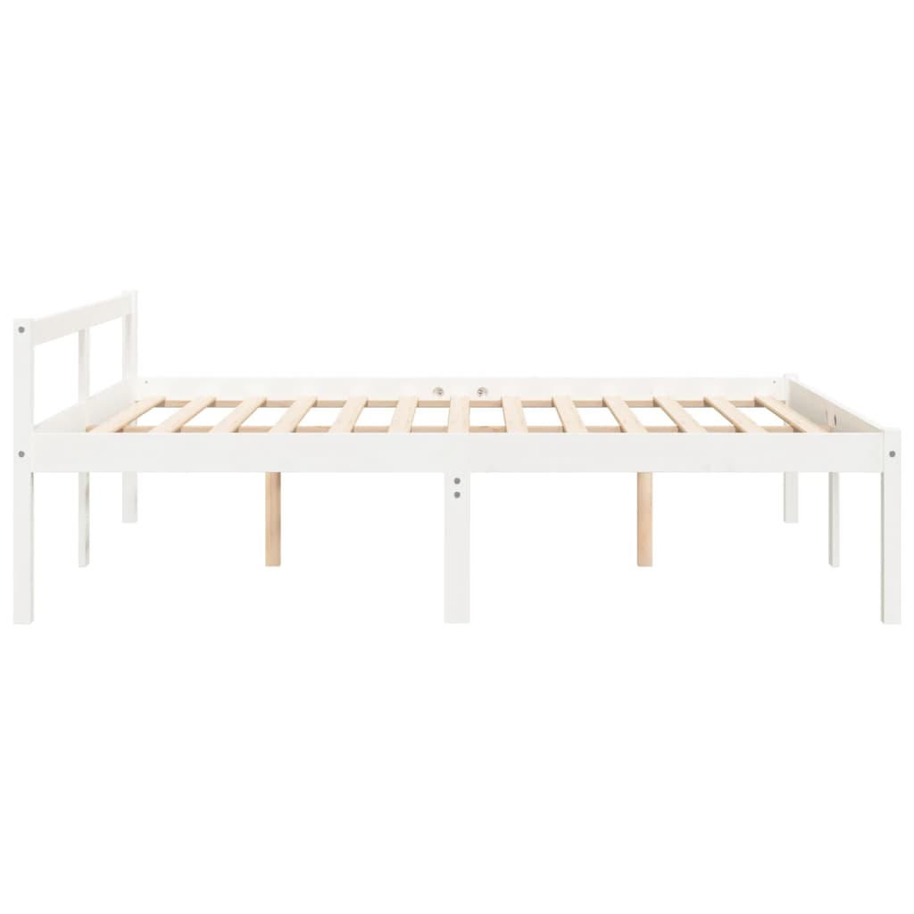 vidaXL Łóżko dla seniora, białe, 150x200 cm, lite drewno sosnowe