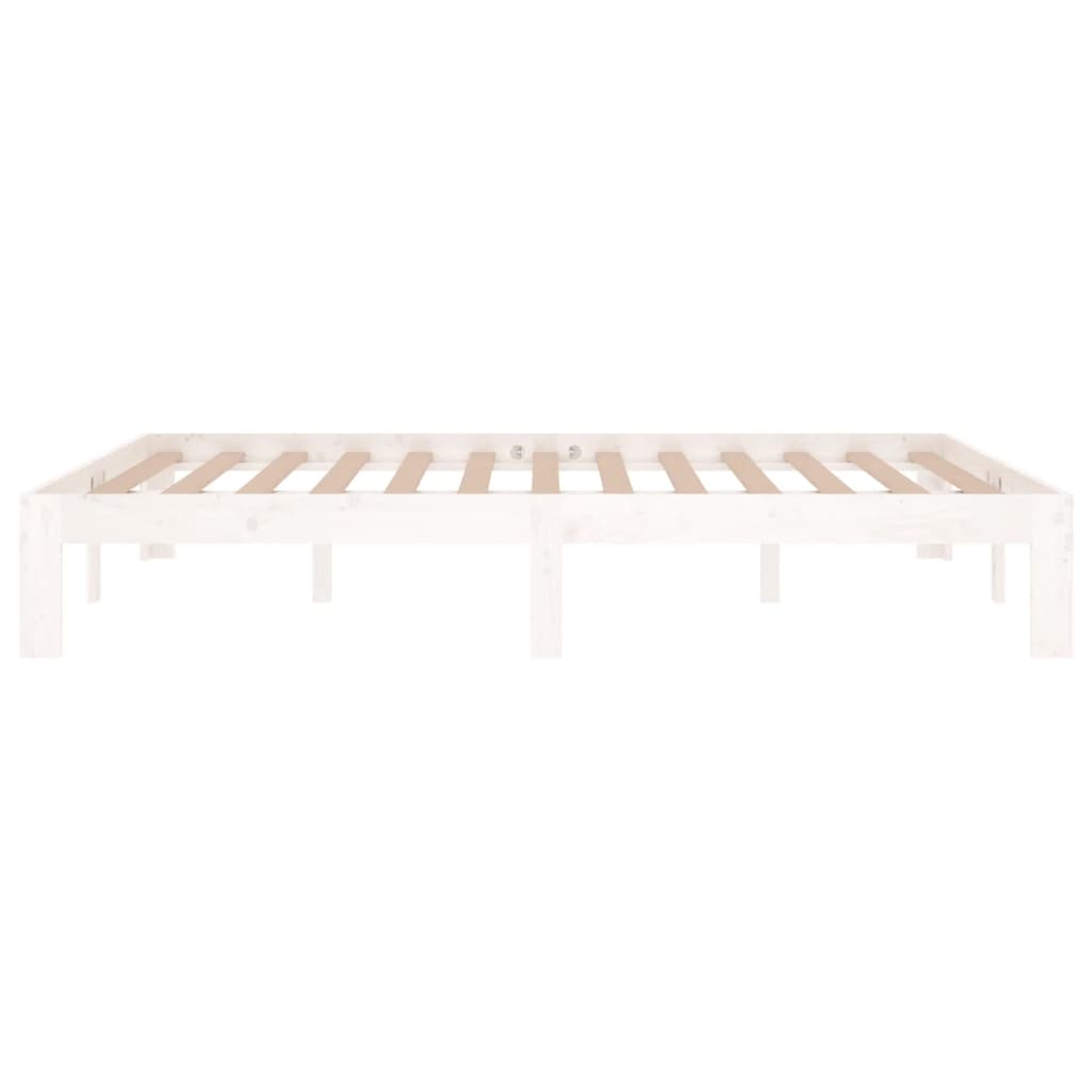 vidaXL Rama łóżka, biała, lite drewno, 135x190 cm, podwójna
