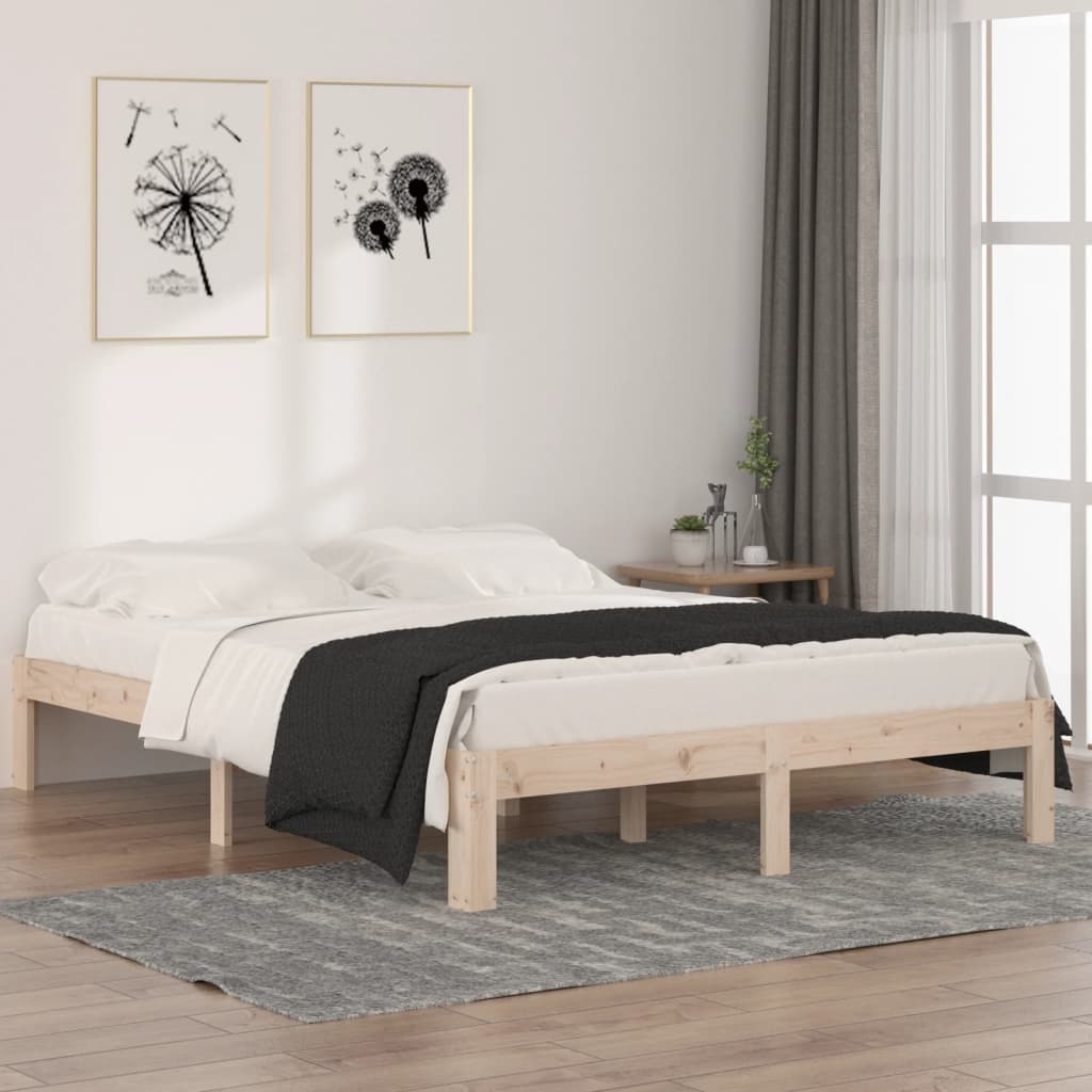 vidaXL Rama łóżka z litego drewna sosnowego, 140 x 190 cm