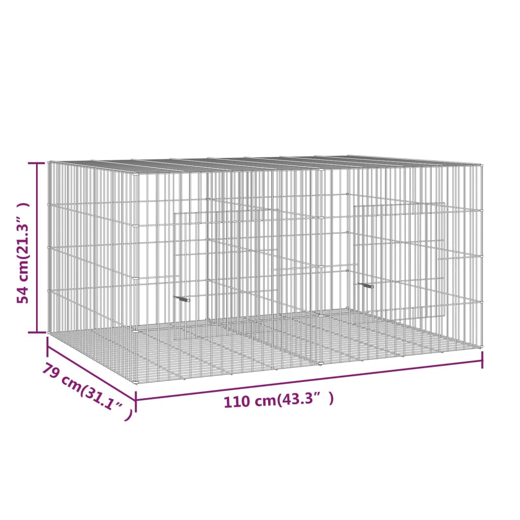 vidaXL Klatka dla królika, 2 panele, 110x79x54cm, galwanizowane żelazo