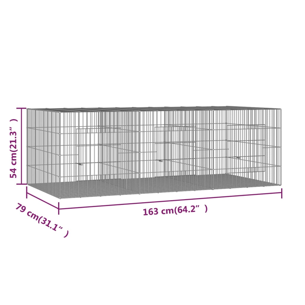 vidaXL Klatka dla królika, 3 panele, 163x79x54cm, galwanizowane żelazo