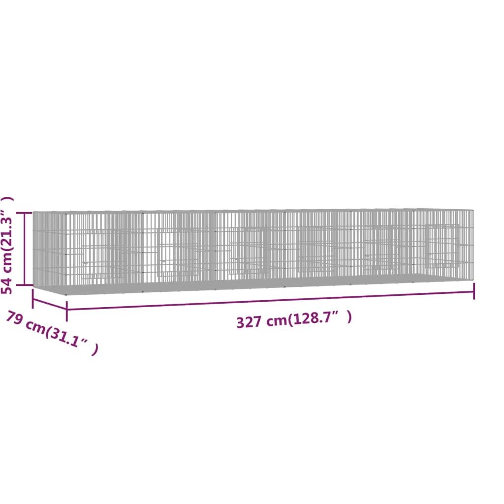 vidaXL Klatka dla królika, 6 paneli, 327x79x54cm, galwanizowane żelazo