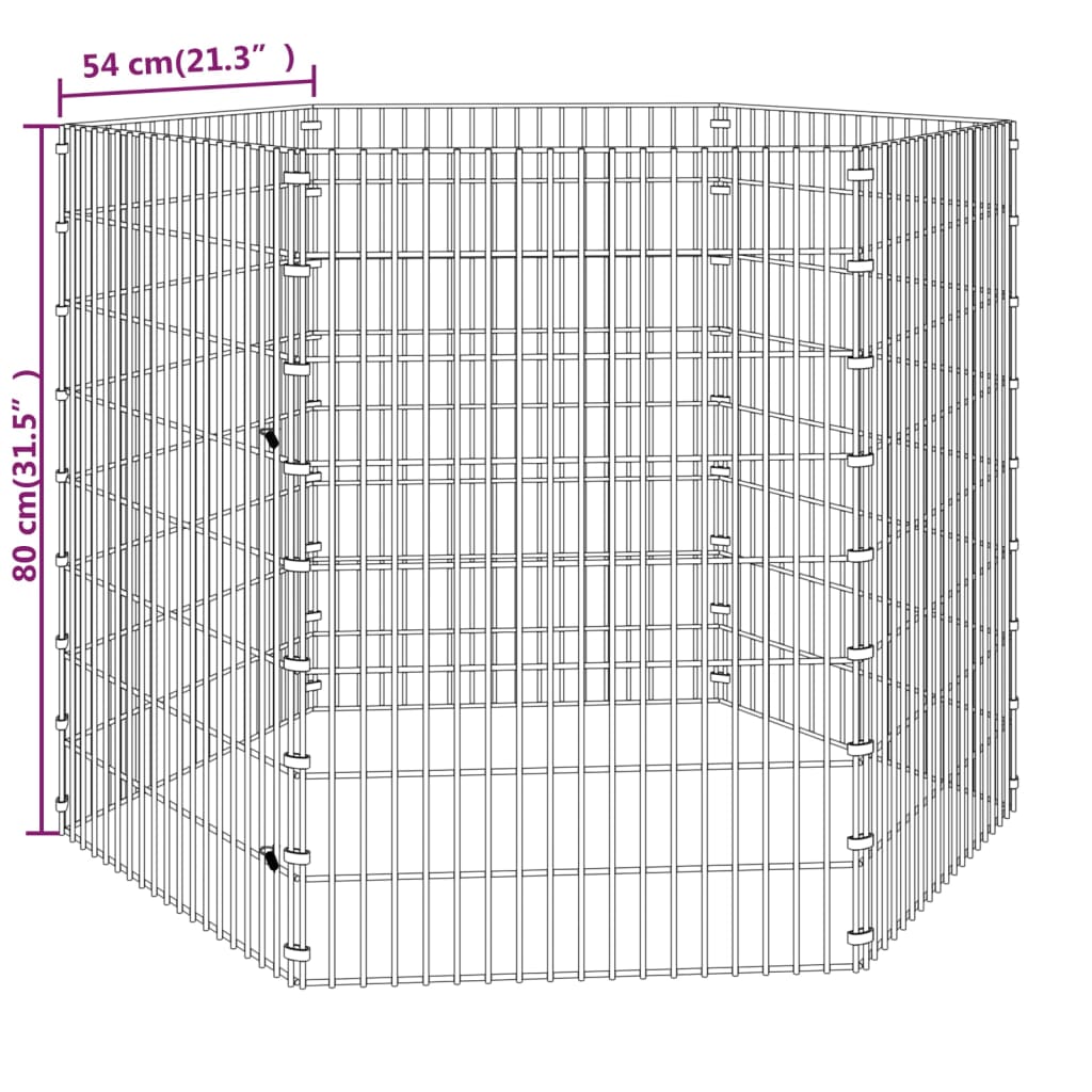 vidaXL Kojec dla zwierząt, 6 paneli, 54x80 cm, galwanizowane żelazo