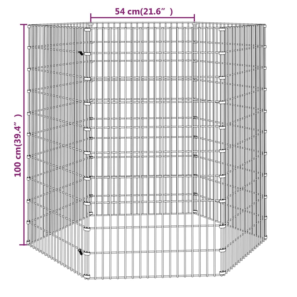 vidaXL Kojec dla zwierząt, 6 paneli, 54x100 cm, galwanizowane żelazo