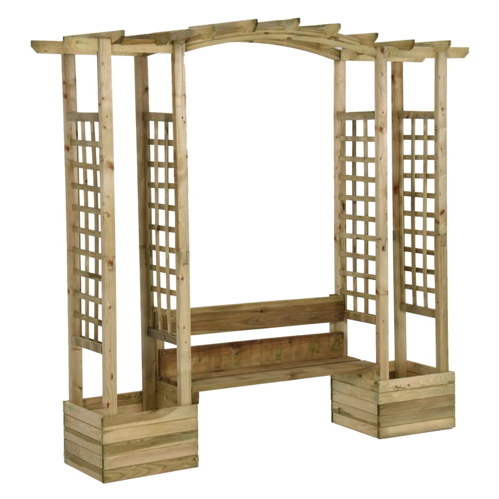 vidaXL Pergola z ławką i donicami, impregnowane drewno sosnowe