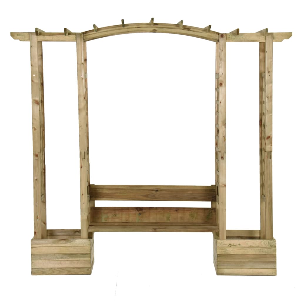vidaXL Pergola z ławką i donicami, impregnowane drewno sosnowe
