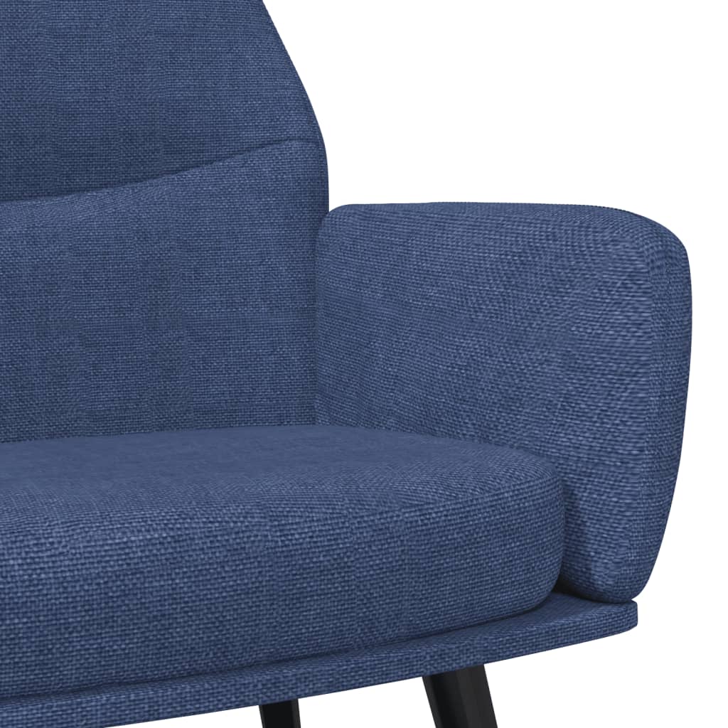 vidaXL Fotel z podnóżkiem, niebieski, obity tkaniną