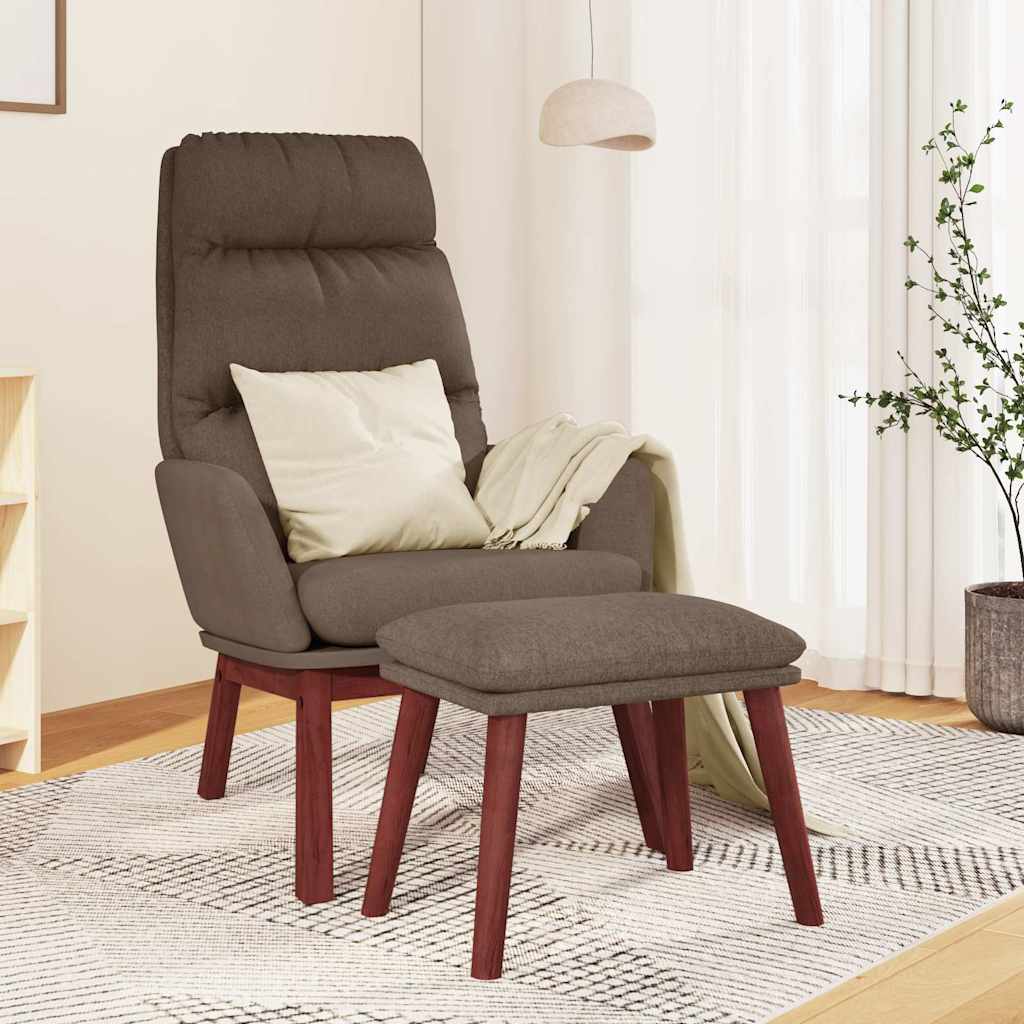 vidaXL Fotel z podnóżkiem, kolor taupe, obity tkaniną