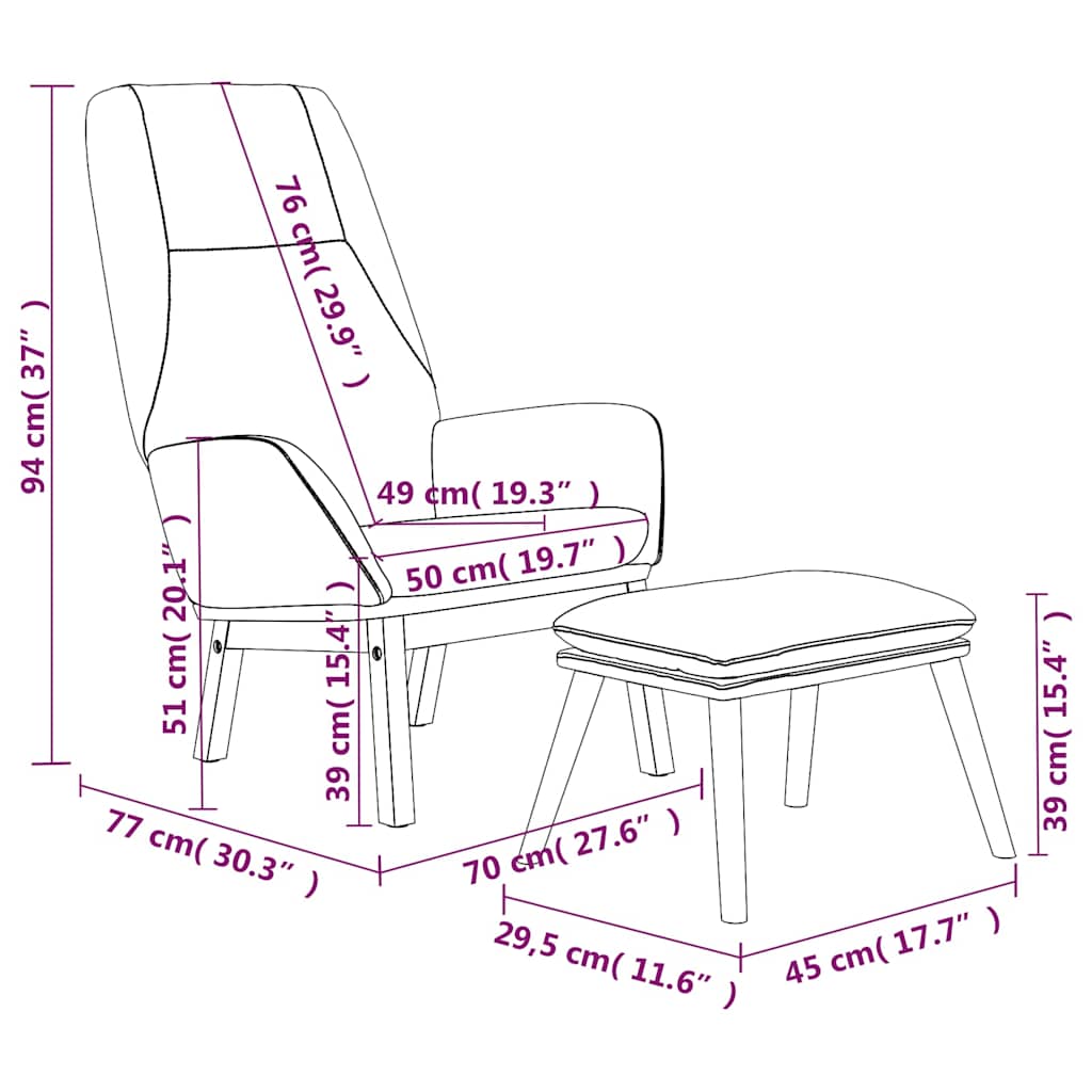 vidaXL Fotel z podnóżkiem, niebieska, obity tkaniną