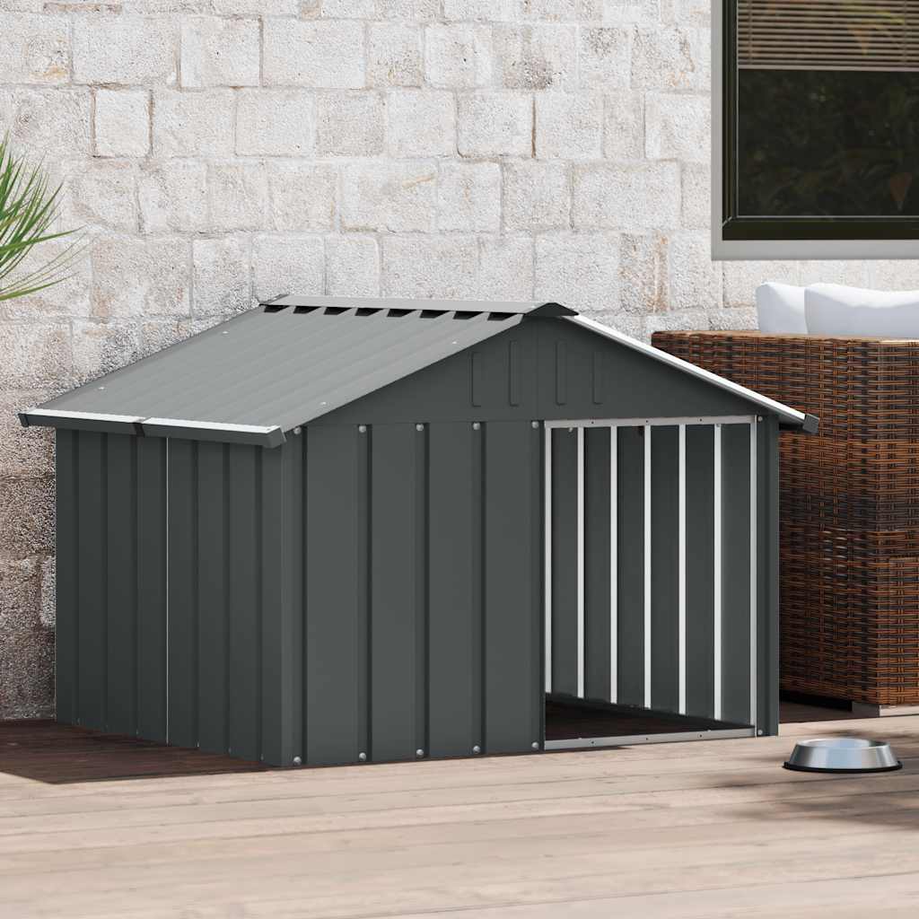 vidaXL Buda dla psa, antracytowa, 116,5x103x81,5 cm, stal