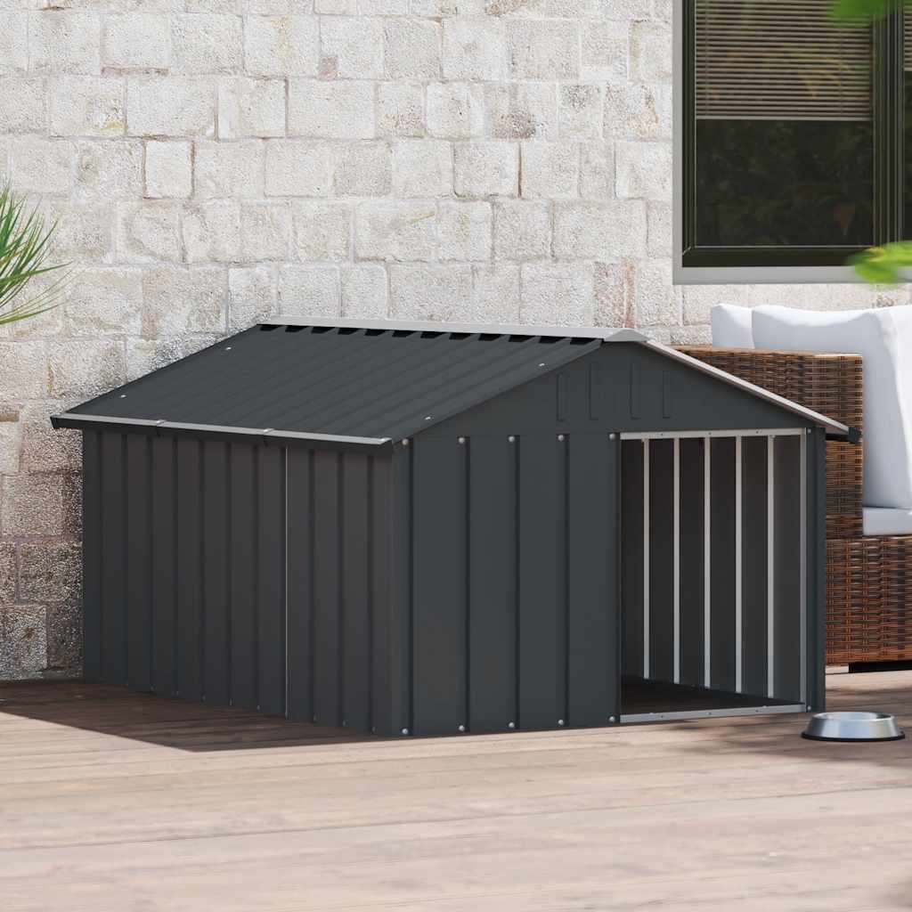 vidaXL Buda dla psa, antracytowa, 116,5x153x81,5 cm, stal