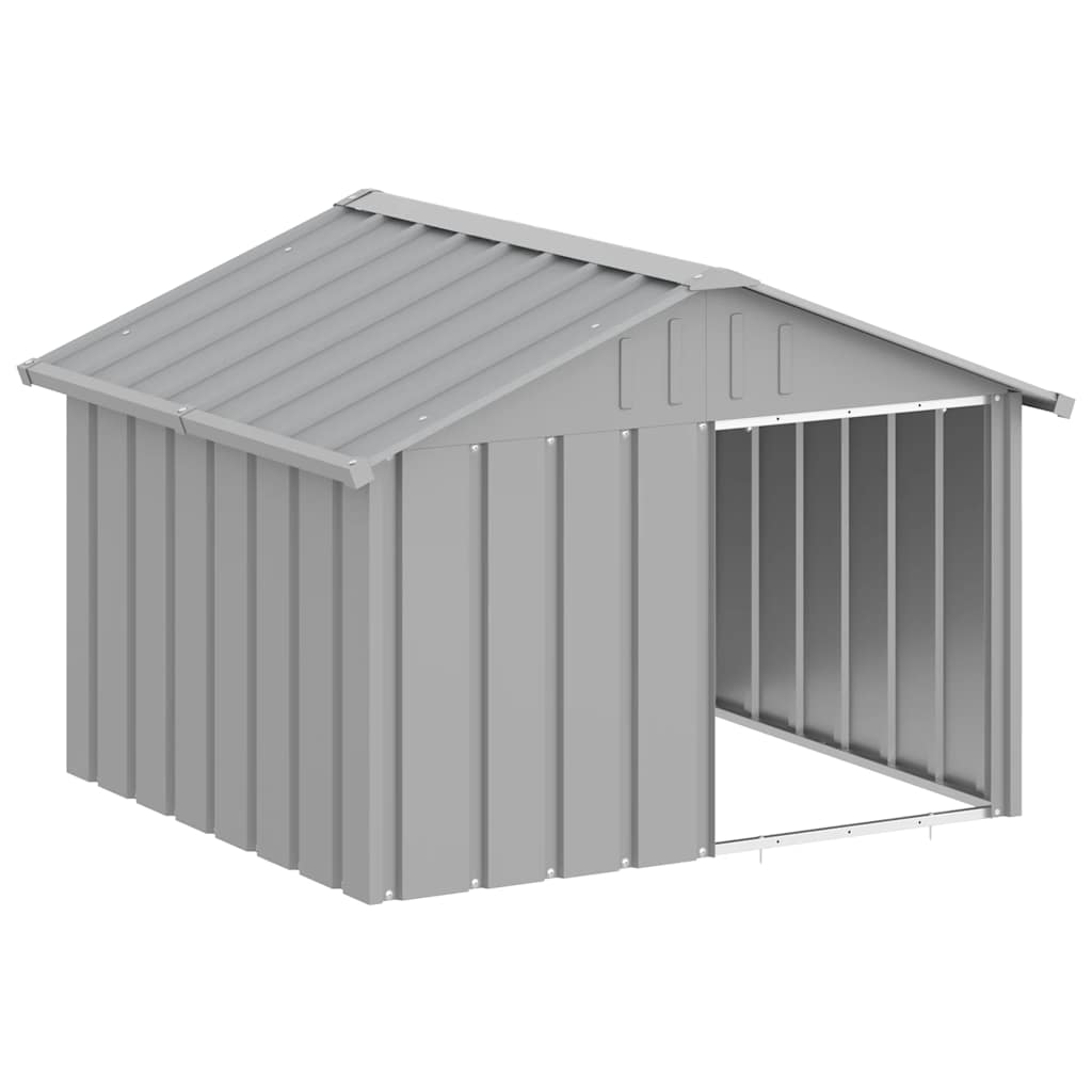 vidaXL Buda dla psa, szara, 116,5x103x81,5 cm, stal