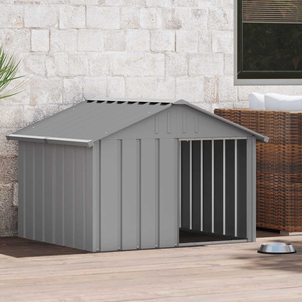 vidaXL Buda dla psa, szara, 116,5x103x81,5 cm, stal
