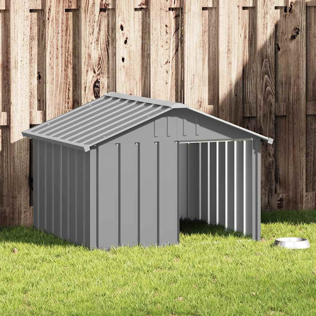 vidaXL Buda dla psa, szara, 116,5x103x81,5 cm, stal