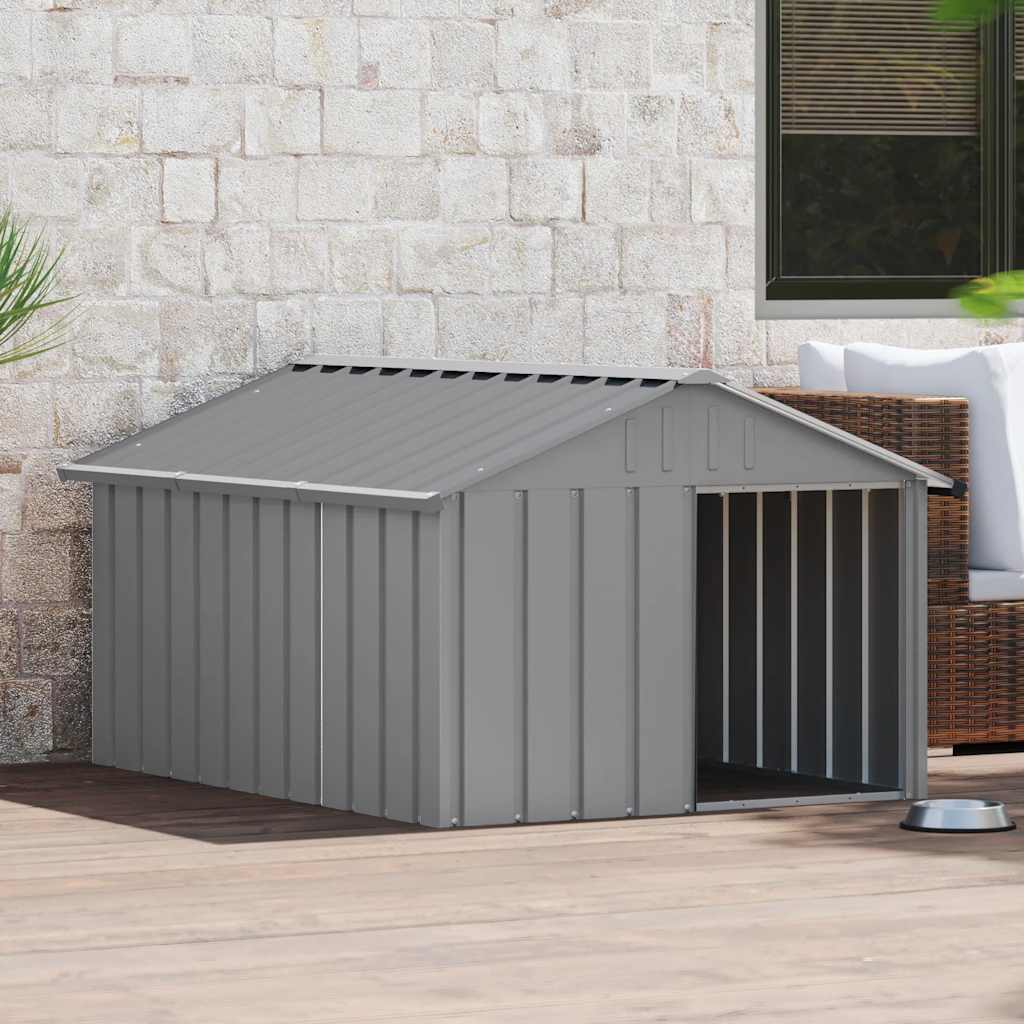 vidaXL Buda dla psa, szara, 116,5x153x81,5 cm, stal