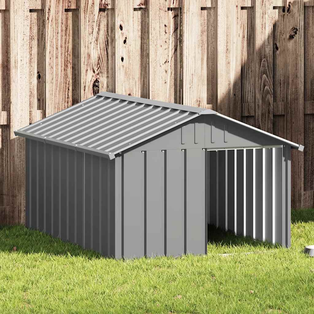 vidaXL Buda dla psa, szara, 116,5x153x81,5 cm, stal