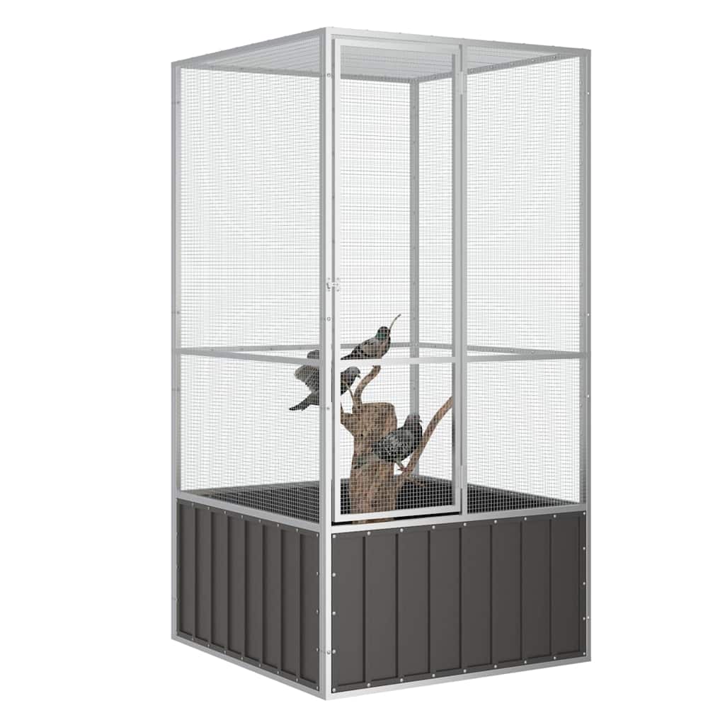 vidaXL Woliera, antracytowa, 111x107x211,5 cm, galwanizowana stal