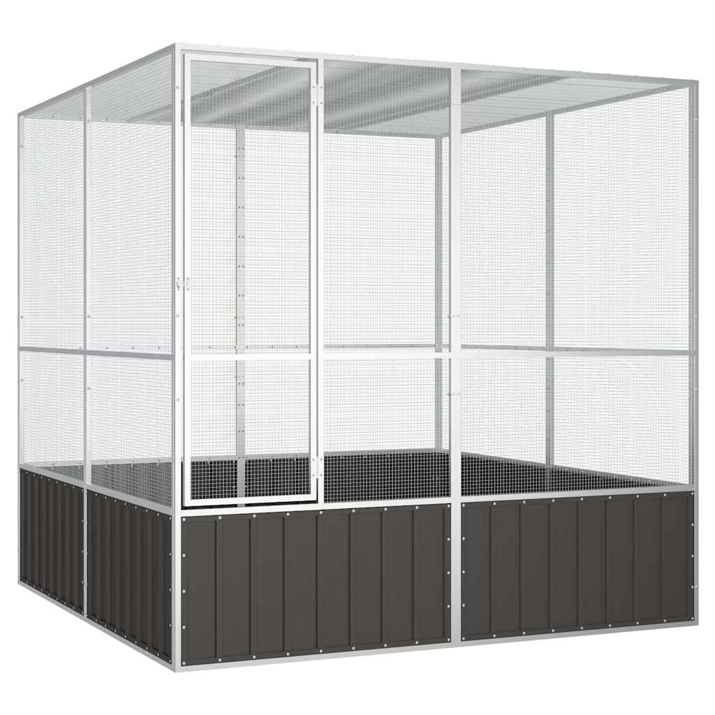 vidaXL Woliera, antracytowa, 213,5x217,5x211,5 cm, galwanizowana stal