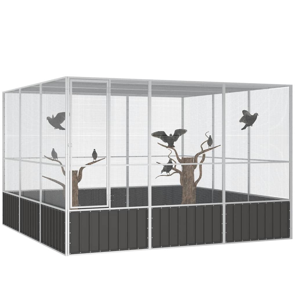 vidaXL Woliera, antracytowa, 302,5x324,5x211,5 cm, galwanizowana stal