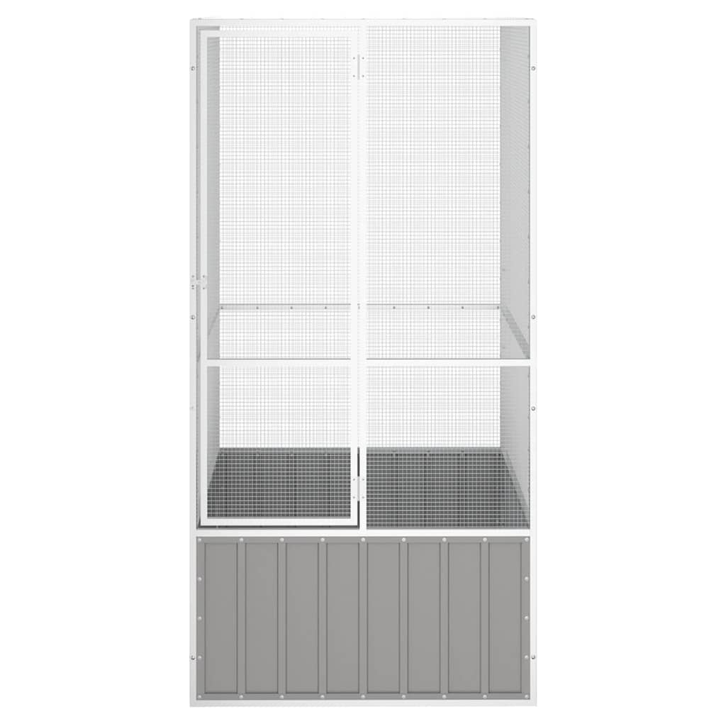 vidaXL Woliera, szara, 111x107x211,5 cm, galwanizowana stal