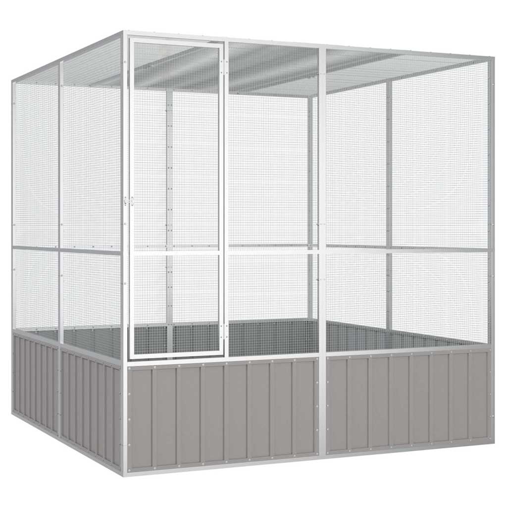 vidaXL Woliera, szara, 213,5x217,5x211,5 cm, galwanizowana stal