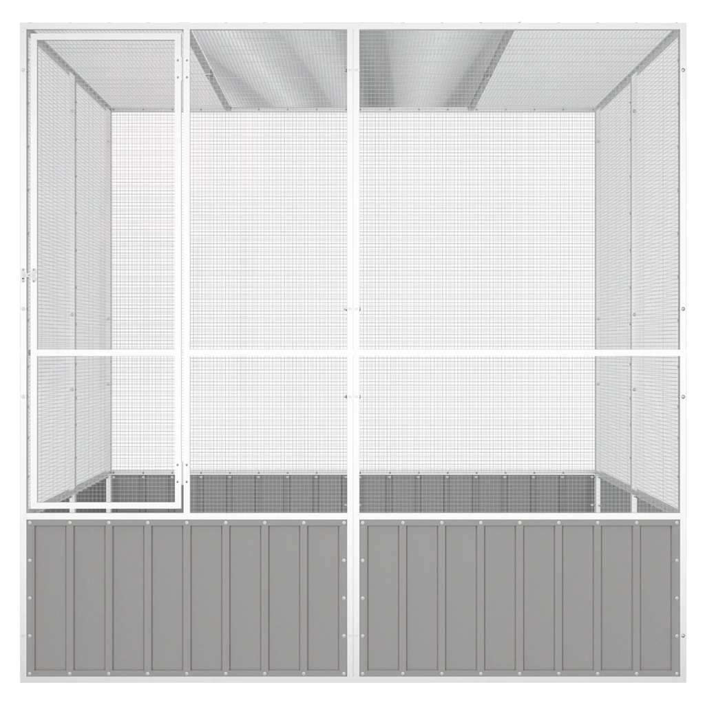 vidaXL Woliera, szara, 213,5x217,5x211,5 cm, galwanizowana stal