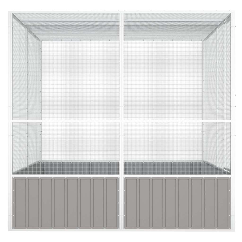 vidaXL Woliera, szara, 213,5x217,5x211,5 cm, galwanizowana stal
