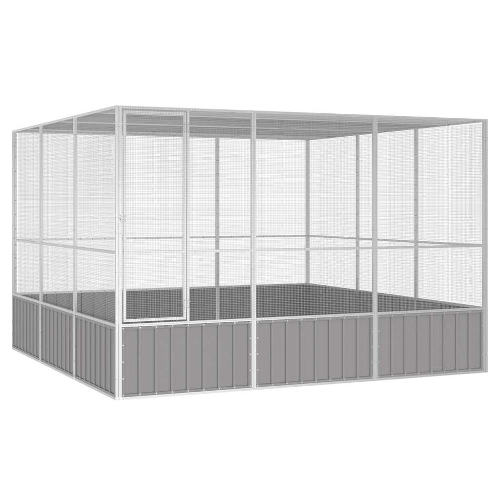 vidaXL Woliera, szara, 302,5x324,5x211,5 cm, galwanizowana stal