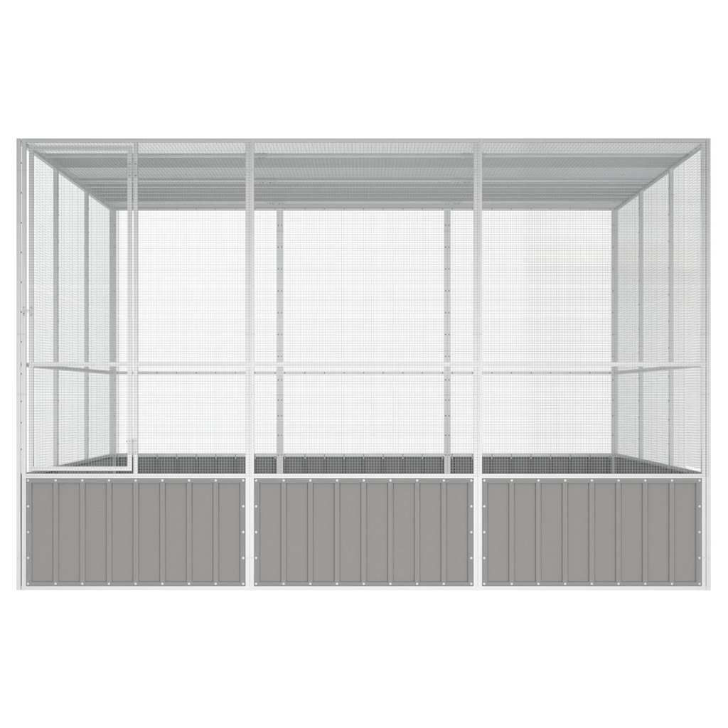 vidaXL Woliera, szara, 302,5x324,5x211,5 cm, galwanizowana stal