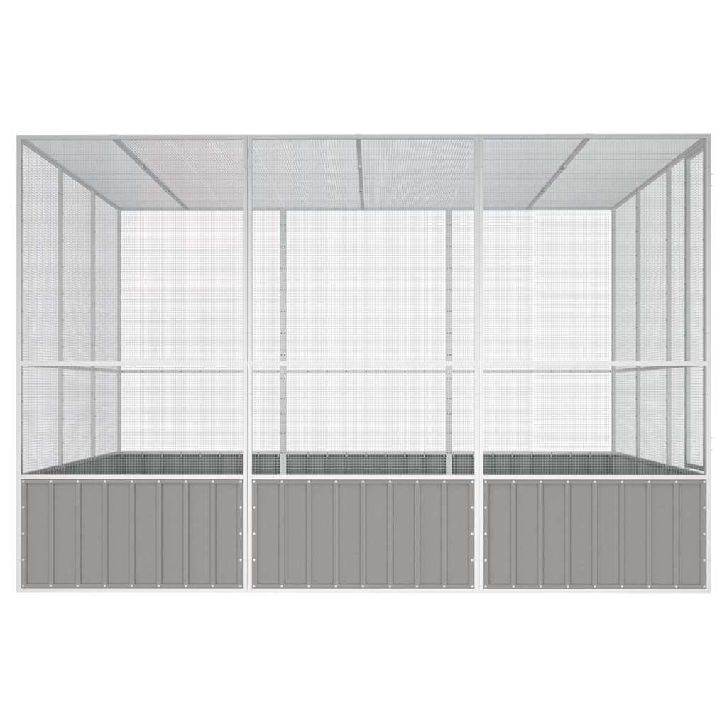 vidaXL Woliera, szara, 302,5x324,5x211,5 cm, galwanizowana stal