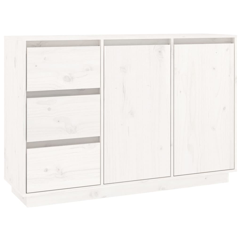 vidaXL Szafka, biała, 111x34x75 cm, lite drewno sosnowe
