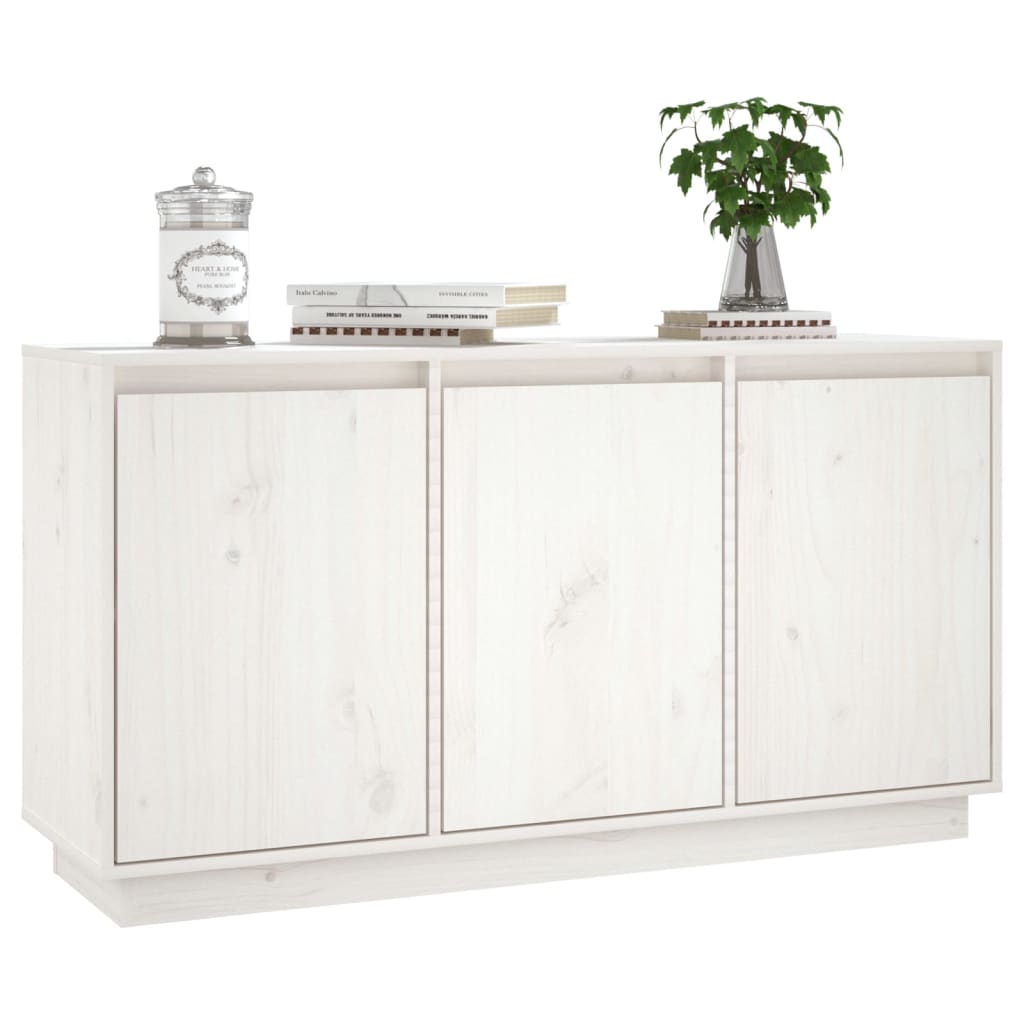 vidaXL Szafka, biała, 111x34x60 cm, lite drewno sosnowe