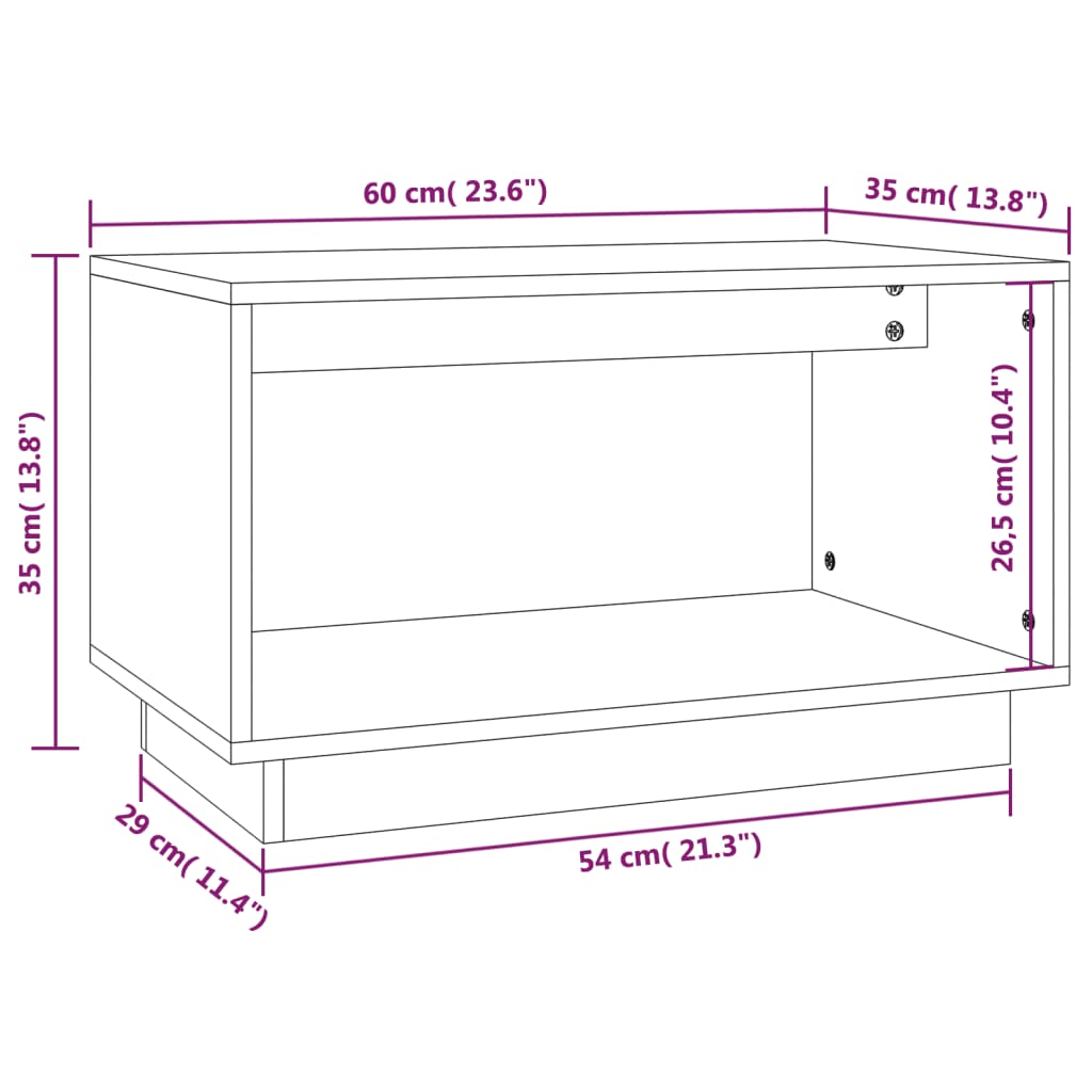 vidaXL Szafka pod telewizor, 60x35x35 cm, lite drewno sosnowe