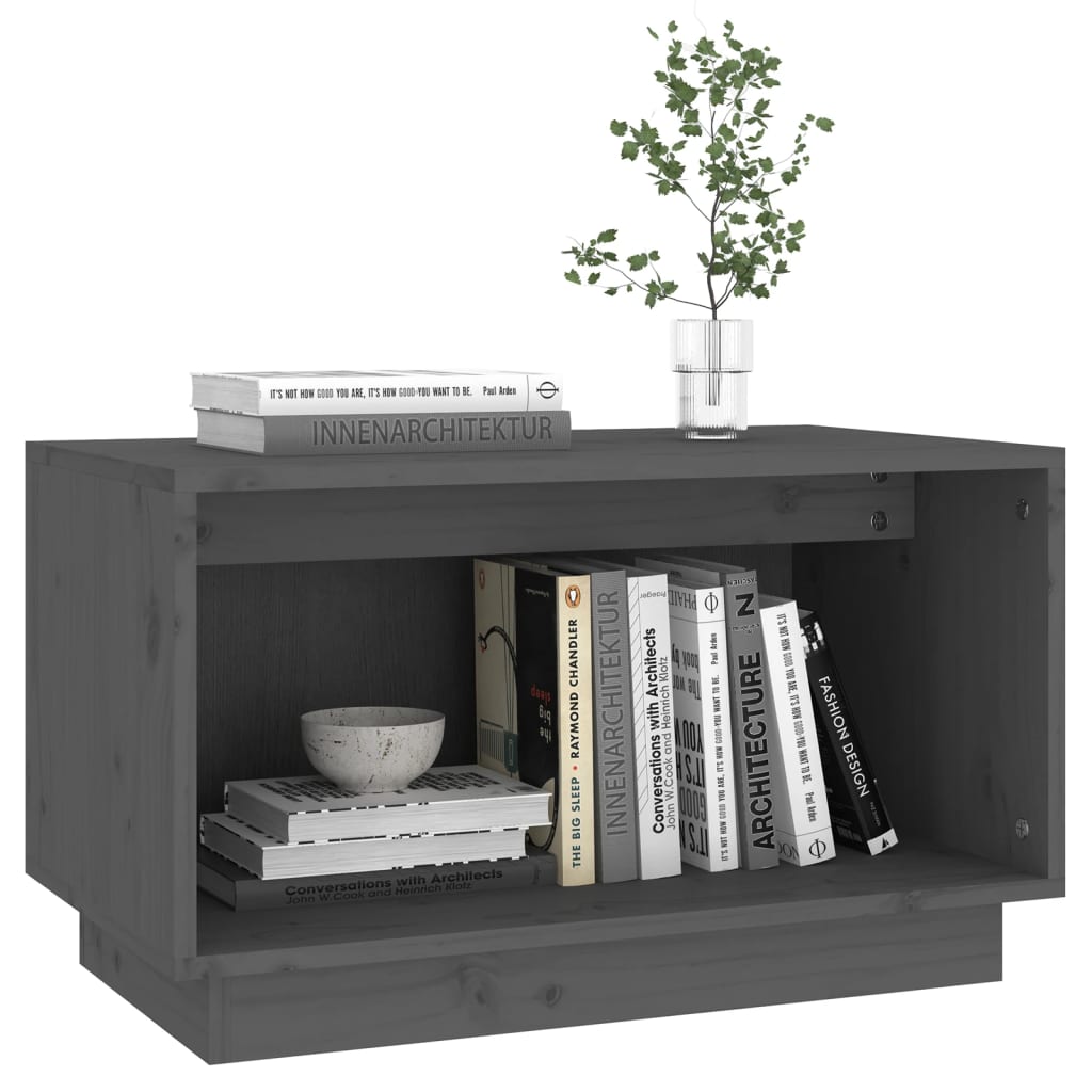 vidaXL Szafka pod telewizor, szara, 60x35x35 cm, lite drewno sosnowe