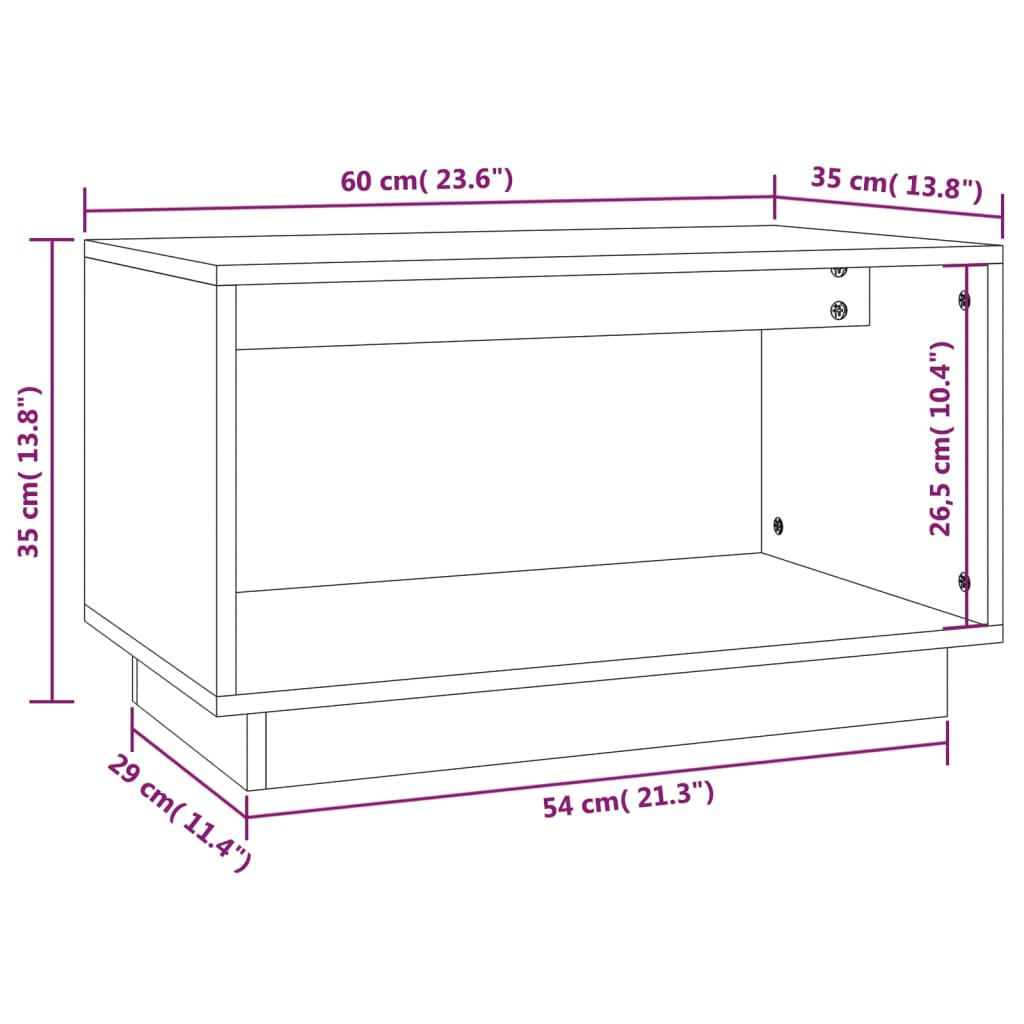 vidaXL Szafka pod telewizor, szara, 60x35x35 cm, lite drewno sosnowe