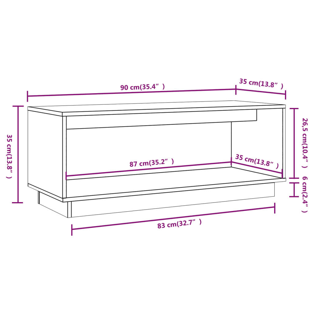 vidaXL Szafka pod telewizor, szara, 90x35x35 cm, lite drewno sosnowe