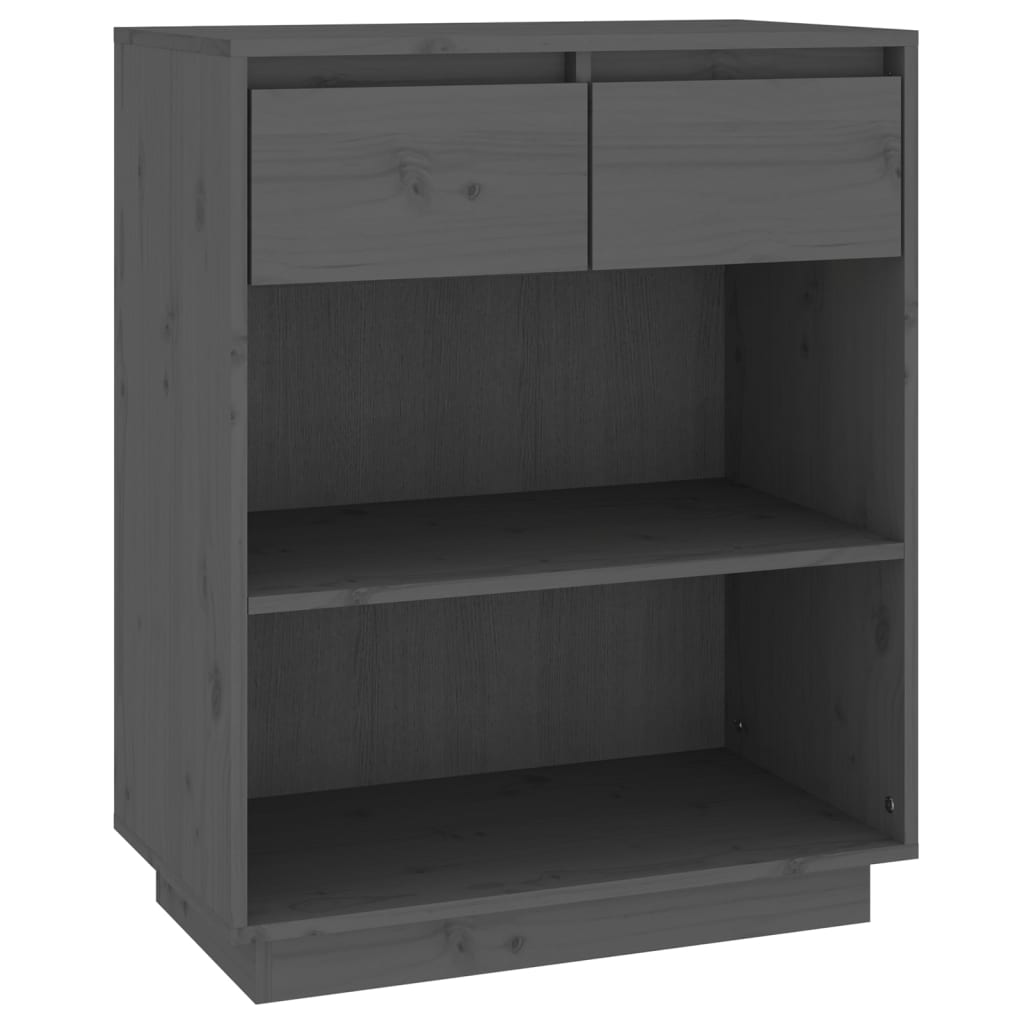 vidaXL Szafka, szara, 60x34x75 cm, lite drewno sosnowe