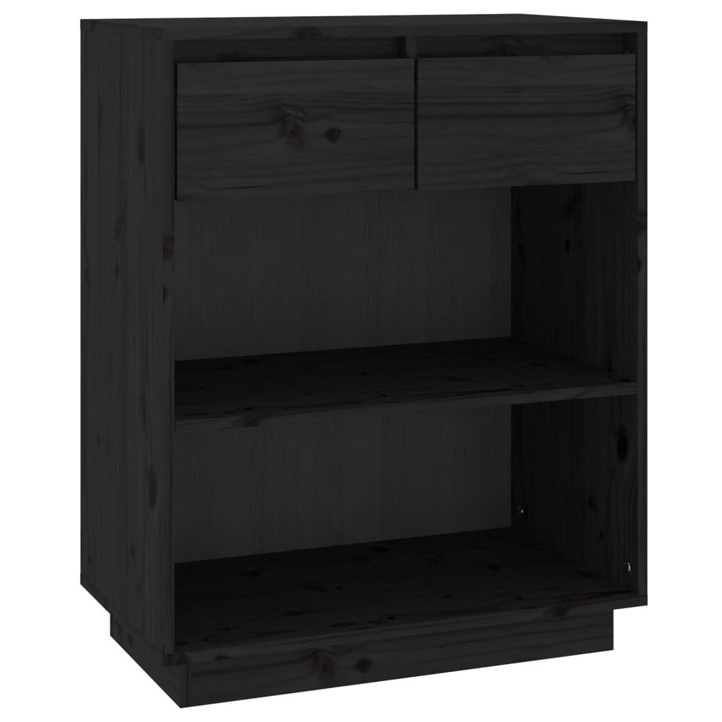 vidaXL Szafka, czarna, 60x34x75 cm, lite drewno sosnowe
