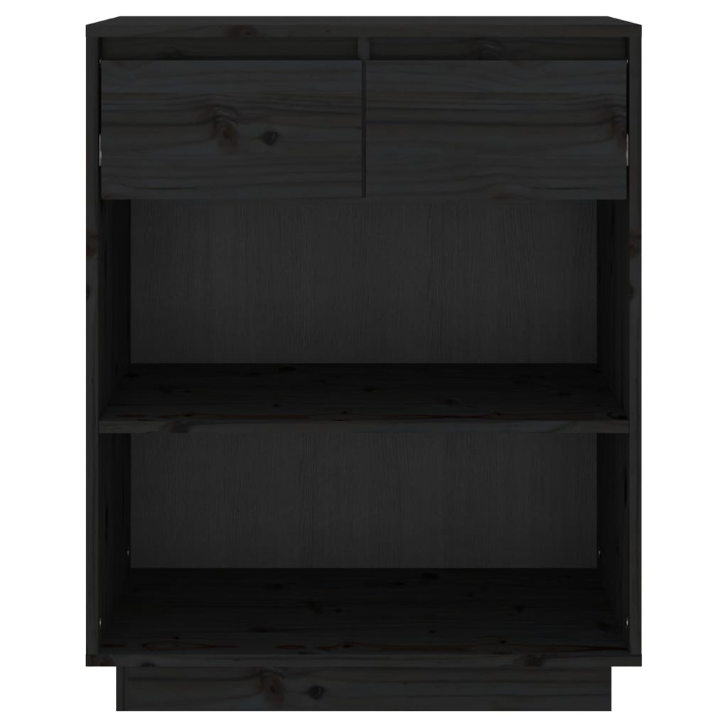 vidaXL Szafka, czarna, 60x34x75 cm, lite drewno sosnowe