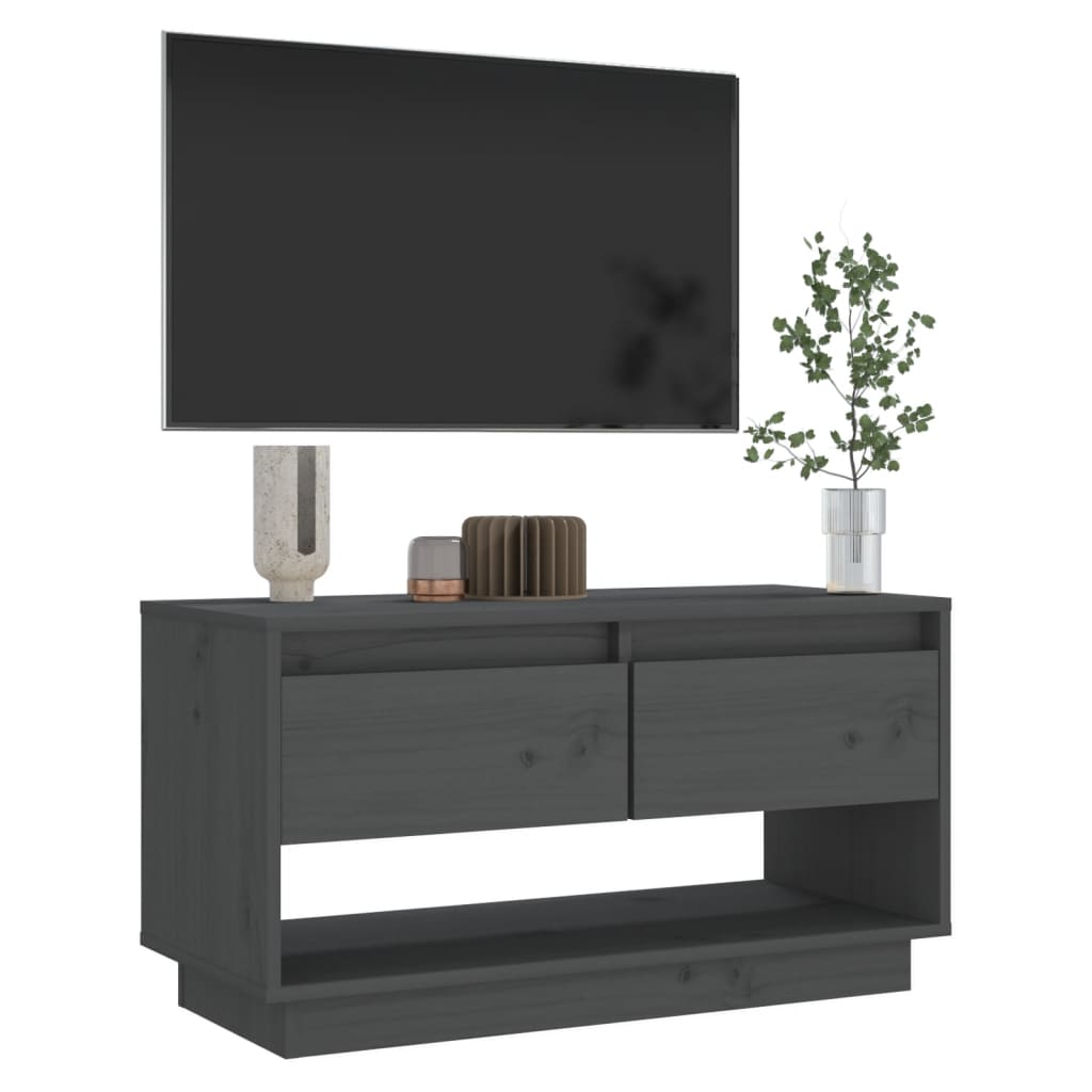 vidaXL Szafka pod telewizor, szara, 74x34x40 cm, lite drewno sosnowe