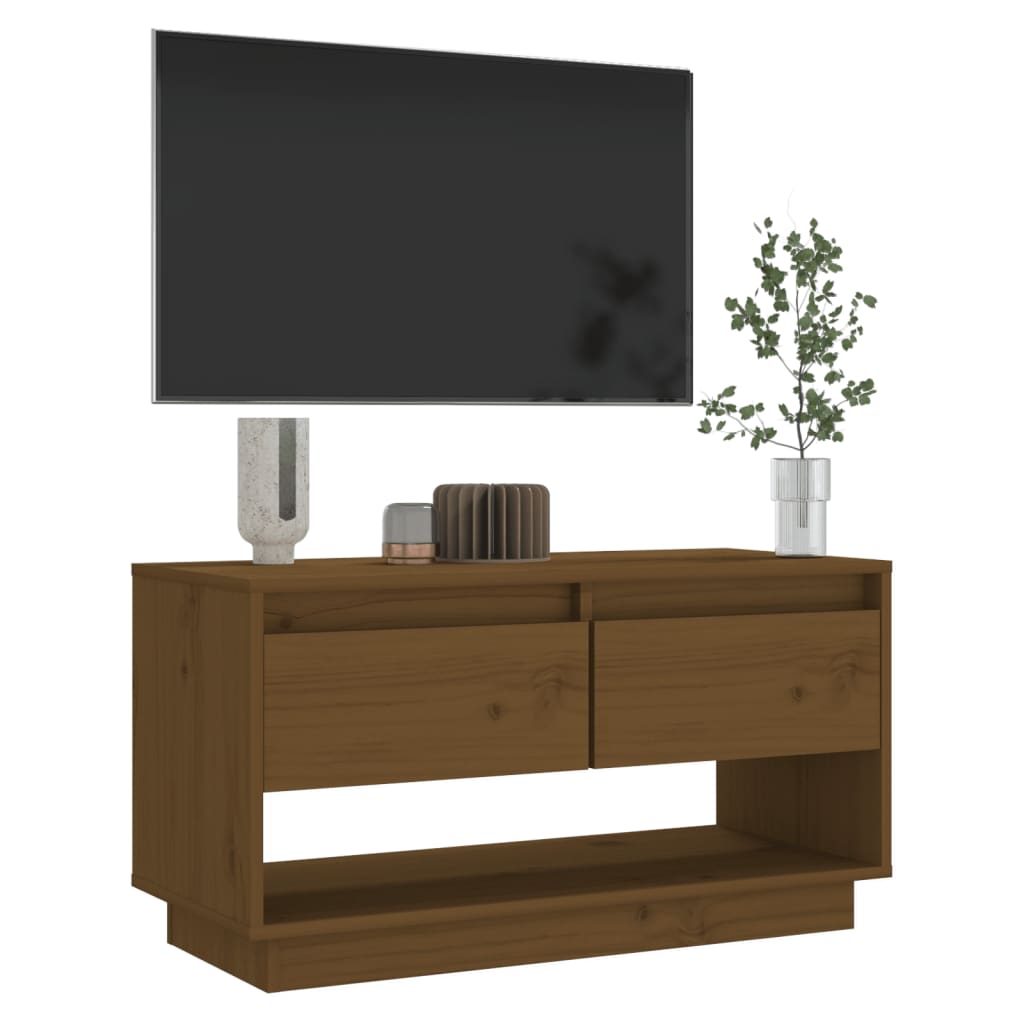vidaXL Szafka pod TV, miodowy brąz, 74x34x40 cm, lite drewno sosnowe