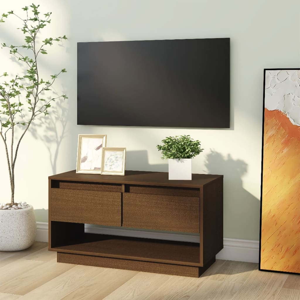 vidaXL Szafka pod TV, miodowy brąz, 74x34x40 cm, lite drewno sosnowe
