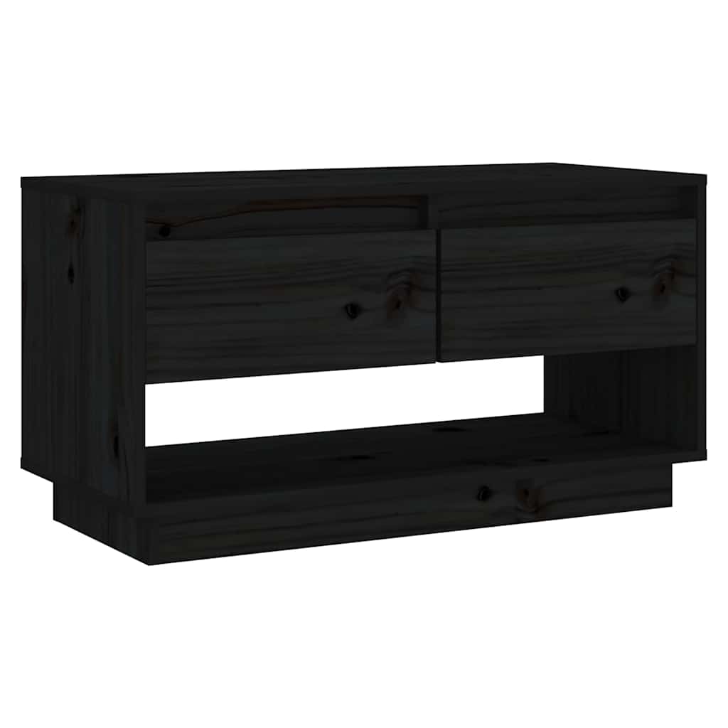 vidaXL Szafka pod telewizor, czarna, 74x34x40 cm, lite drewno sosnowe