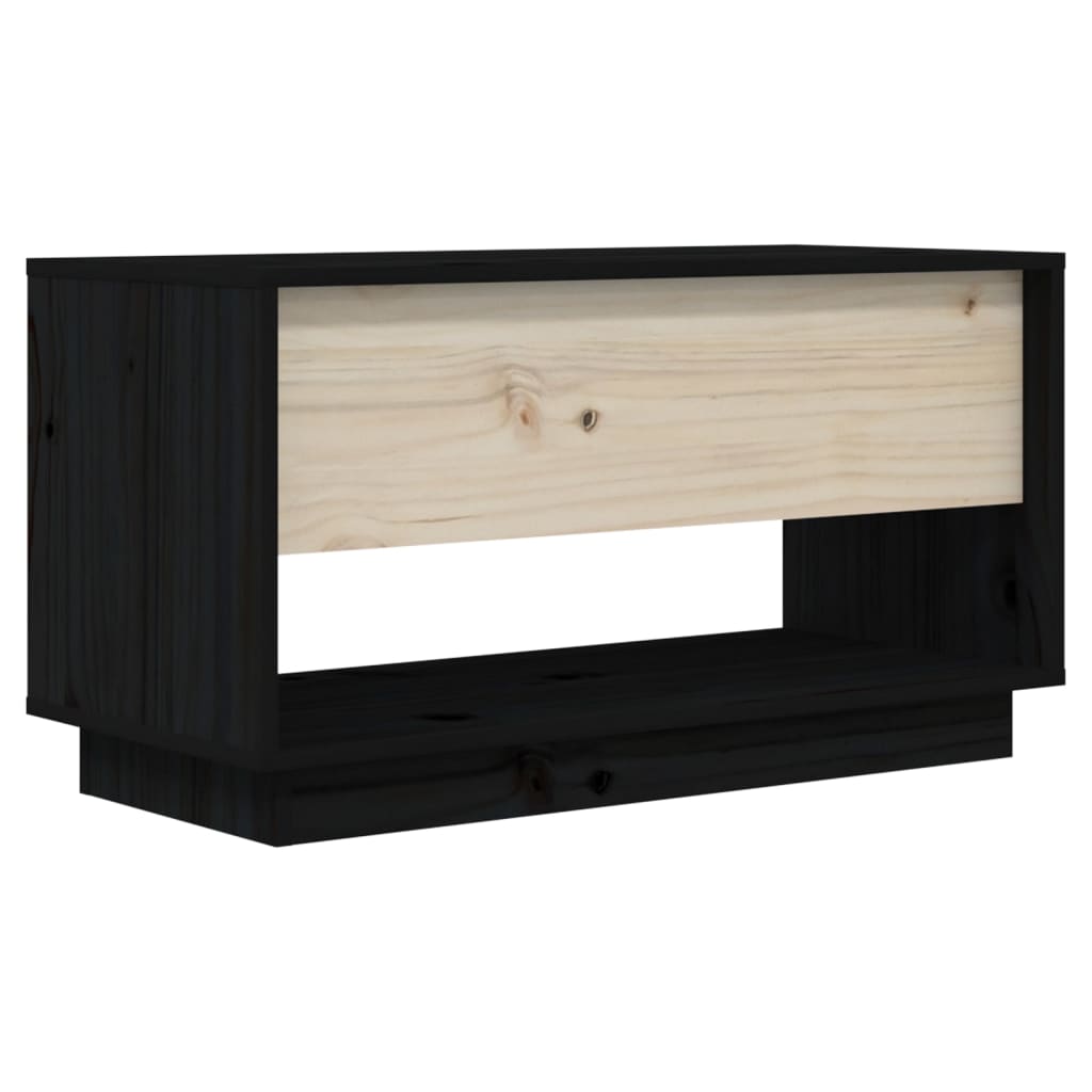 vidaXL Szafka pod telewizor, czarna, 74x34x40 cm, lite drewno sosnowe